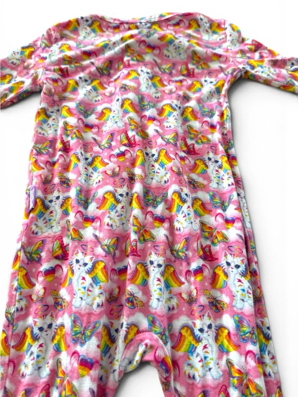 Posh Peanut x Lisa Frank Angel Kitty Convertible Bamboo Sleeper Pajamas 3T EUC